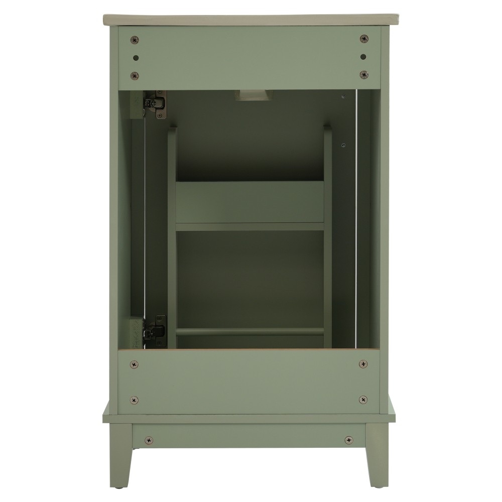 20 Inch Modern Small Bathroom Vanity Cabinet With Ceramic Basin- 20*14.5*33.3 In