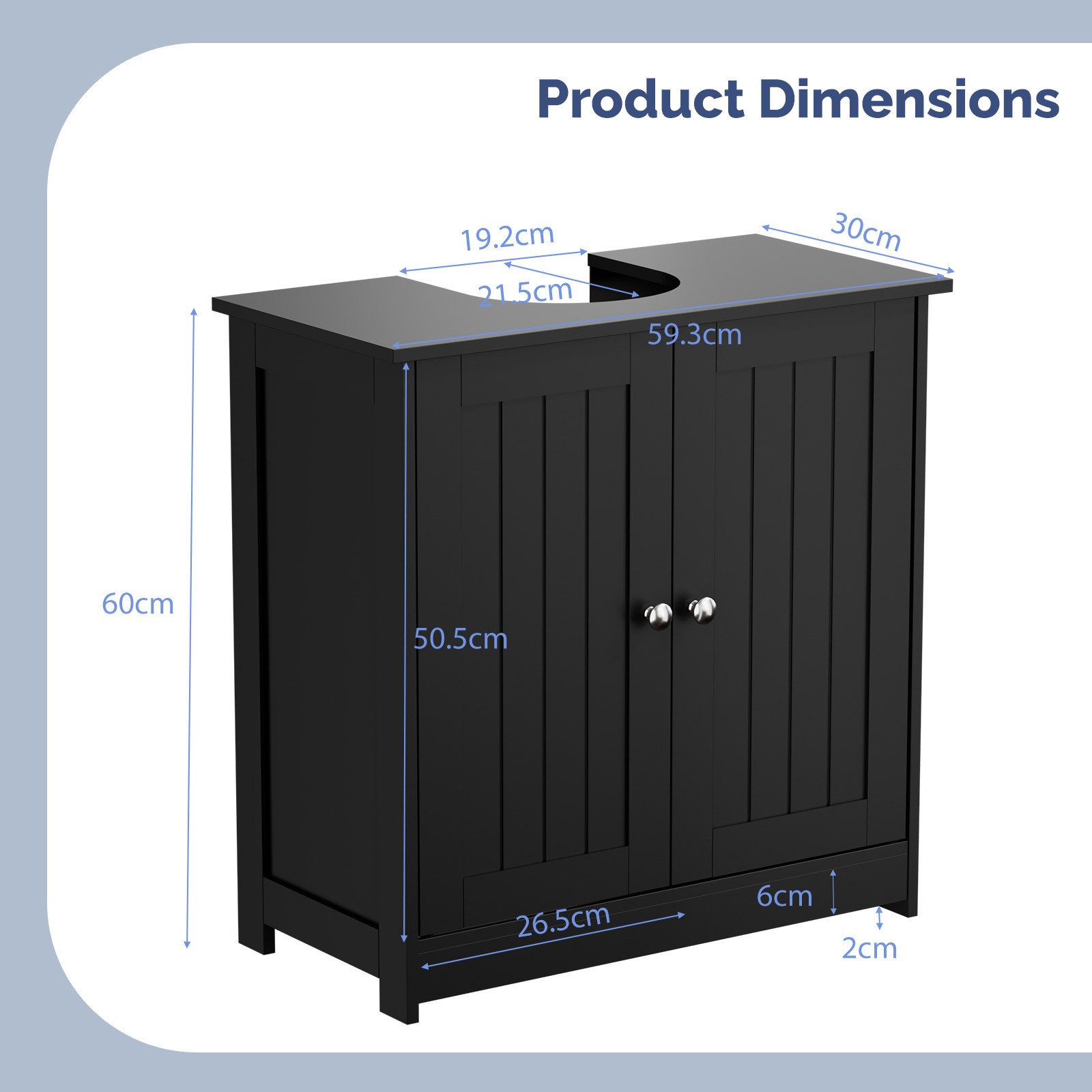 24″ Modern Bathroom Under Sink Vessel Sink Vanity Storage Cabinet w/ 2 Shelf