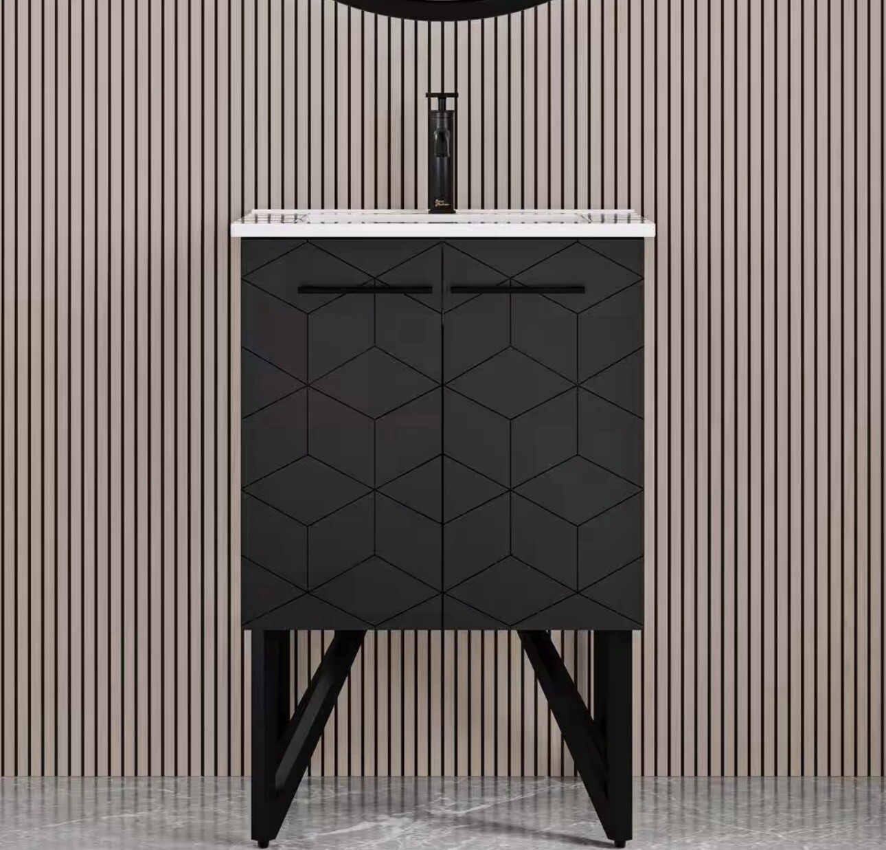 Annecy 24 in. W Bath Vanity in Phantom Black with Ceramic Vanity Top