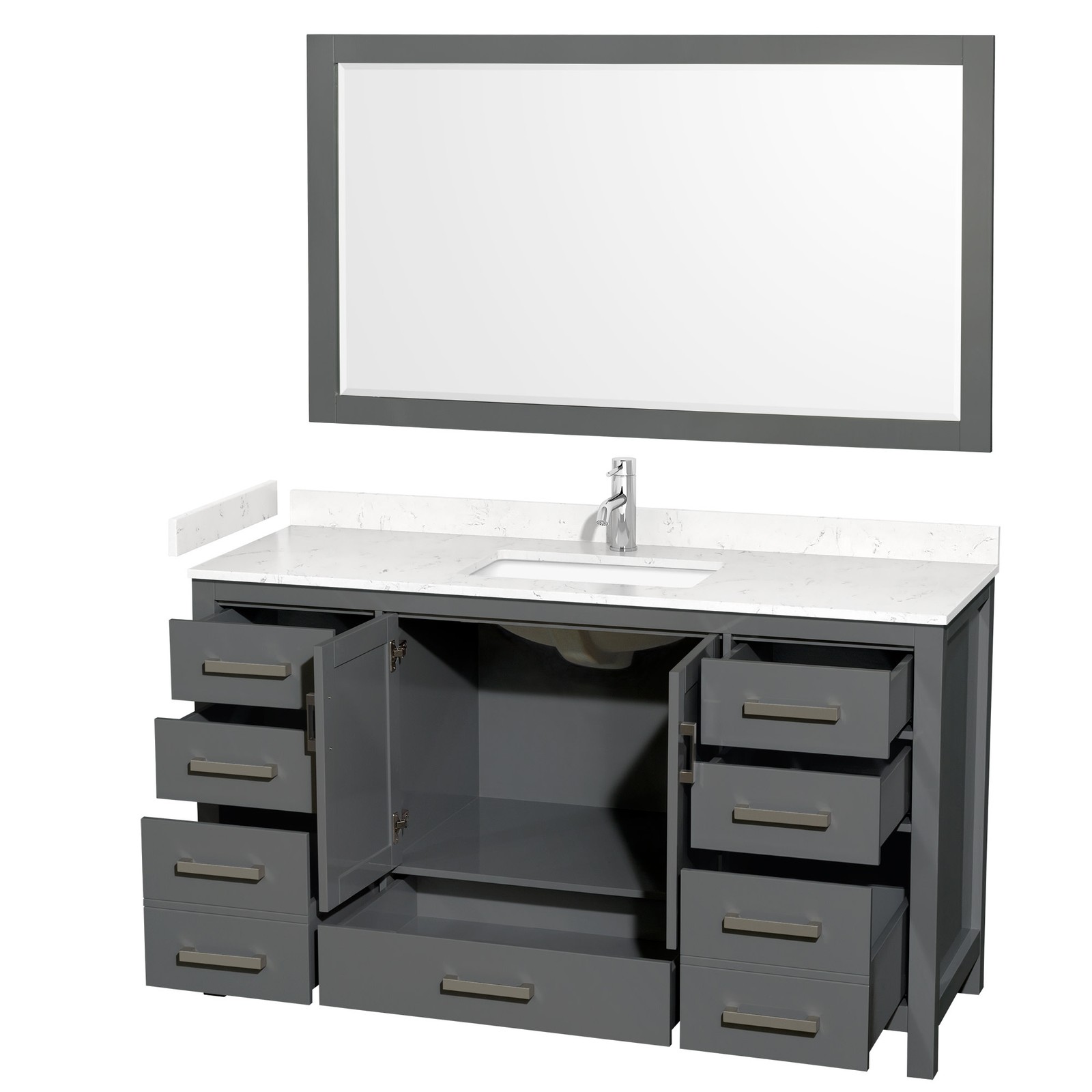 Wyndham Collection WCS141460S-VCA-M58 Sheffield 60″ – White / Carrara Cultured