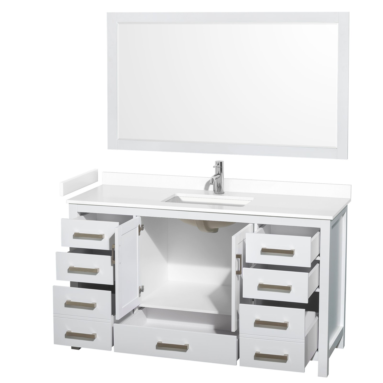 Wyndham Collection WCS141460S-VCA-M58 Sheffield 60″ – White / Carrara Cultured
