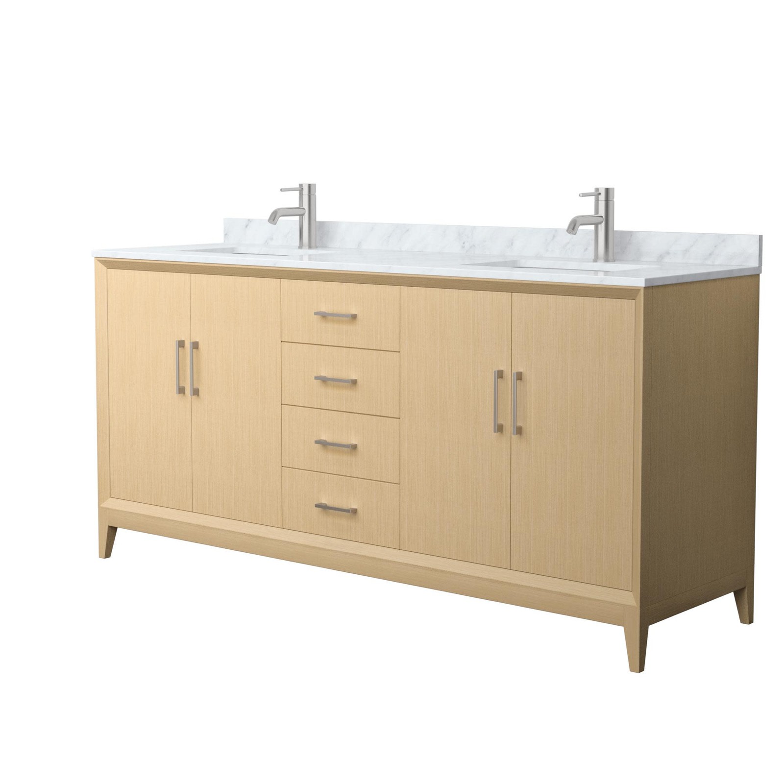 Wyndham Collection WCH7575-72D-CMUNS-MXX Janna 72″ – White Oak / Brushed Nickel