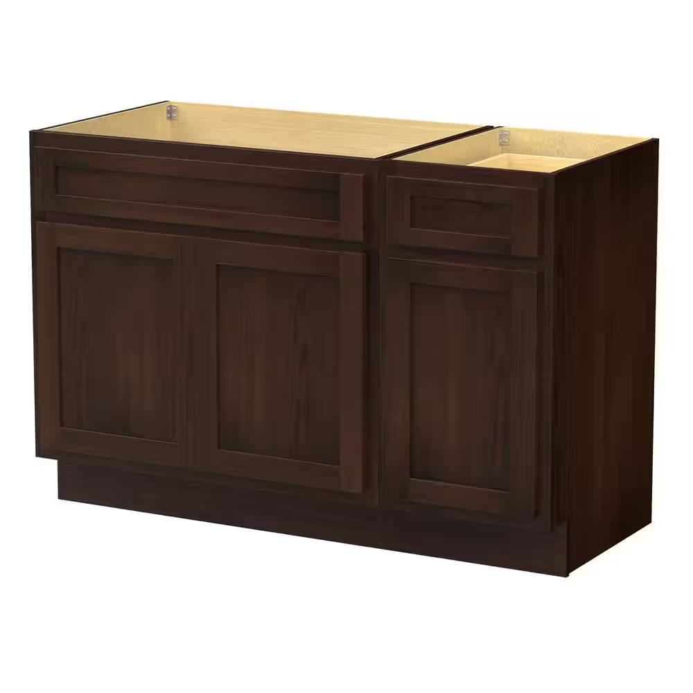 45 In. W X 21 In. D X 32.5 In. H Bath Vanity Cabinet without Top in Brown (Unass