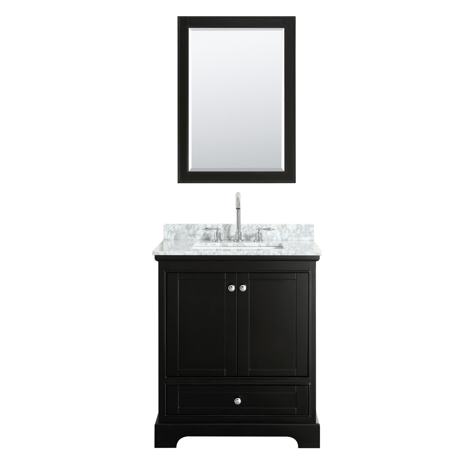 Wyndham Collection WCS202030SCMUNSMED Deborah 30″ – White / White Carrara Marble