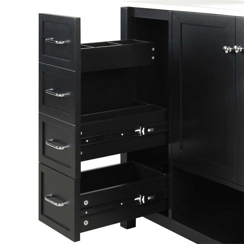 36″ Black Bathroom Vanity with Sink Top,Vanity Cabinet with 2 Doors & 2 Drawers