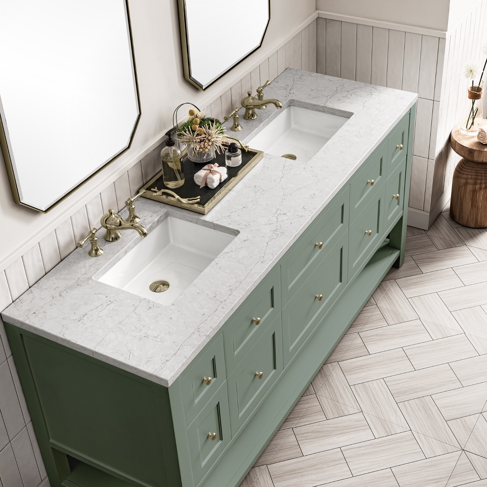 72in James Martin Breckenridge 330-V72-SC Vanity Base Only, Smokey Celadon