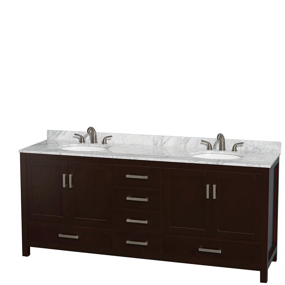 Wyndham Collection WCS141480DUNOMED Sheffield 80″ – Espresso / White Carrara