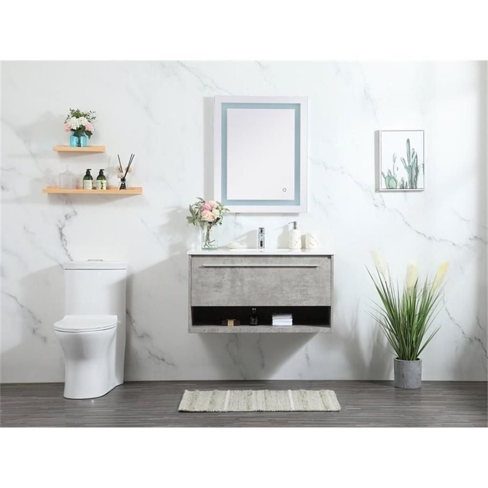 Elegant Decor Roman 36″ Aluminum Alloy MDF Single Bathroom Vanity in Gray