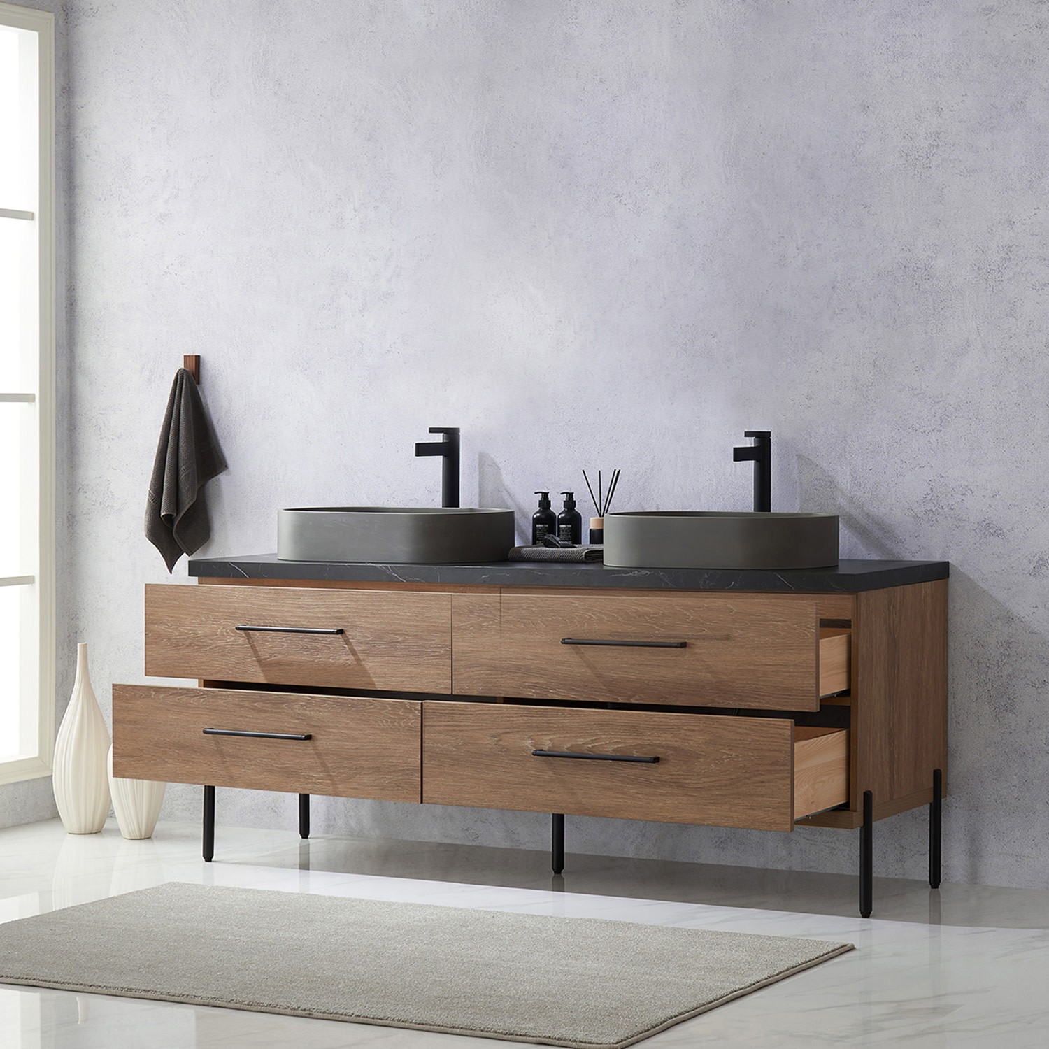 Miseno MV-NM-705172O Trento 72″ – North American Oak / Black