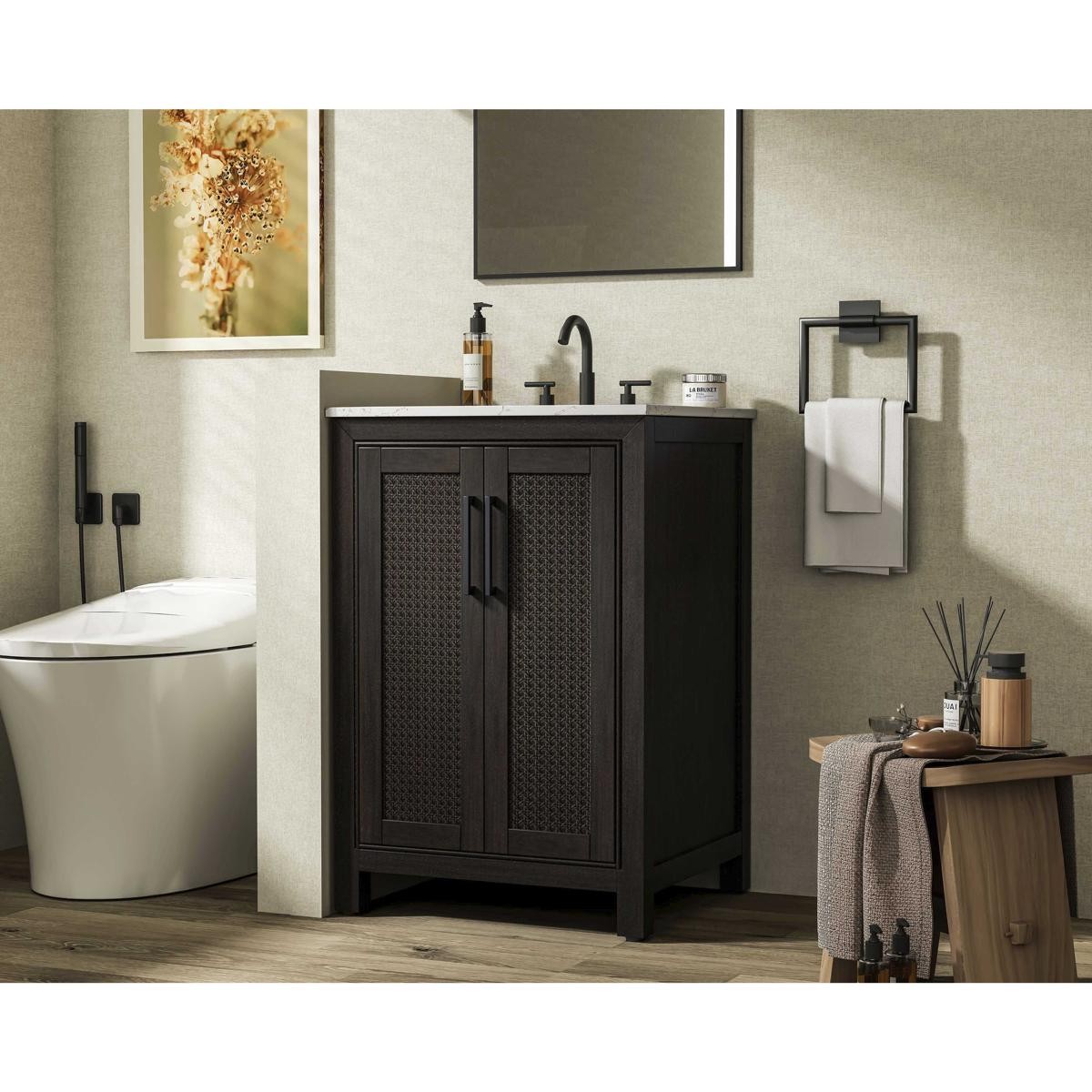 Elegant Lighting VF29524CO Alina Vanity Chocolate Oak