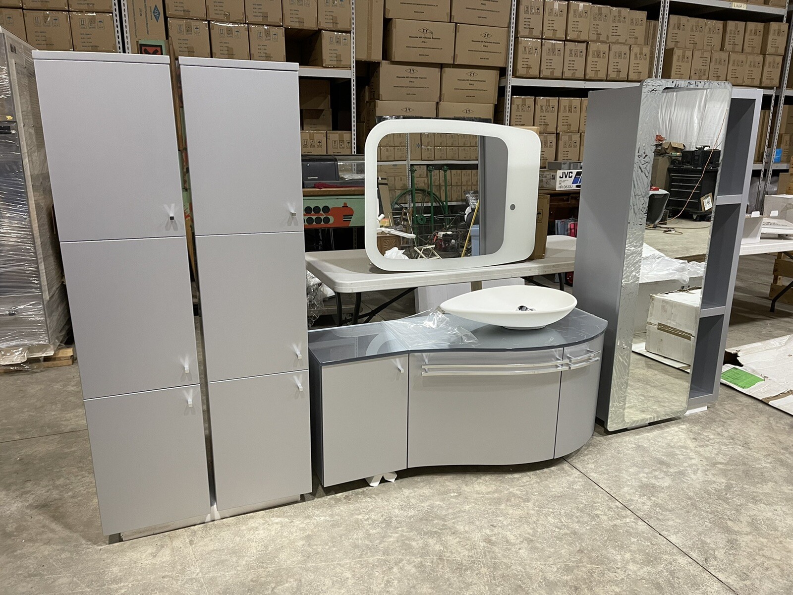Ardeco Artesi Ultra Modern Bathroom Vanity Cabinet Mirror Set Italy $12K Retail!