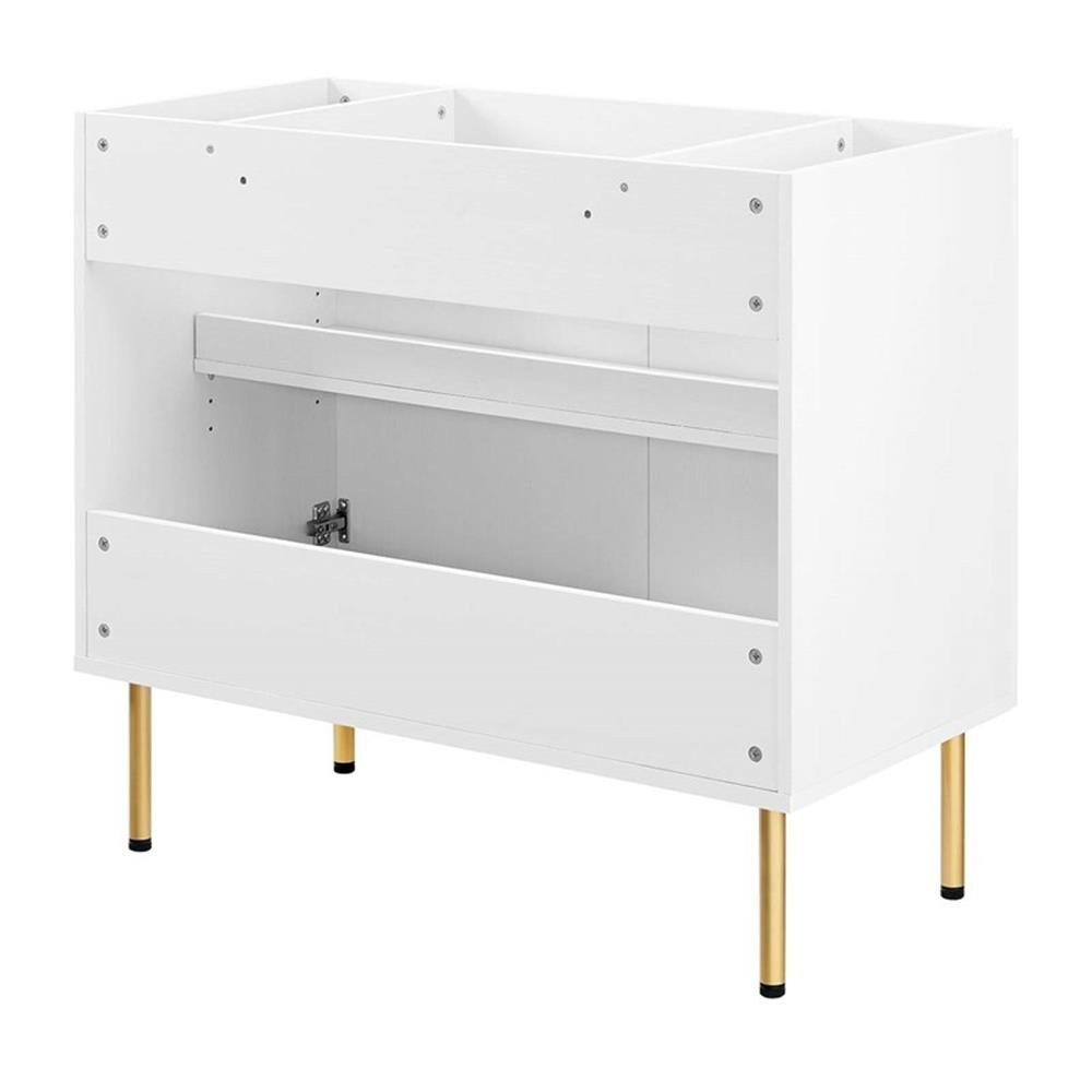 Modway Chaucer 36″ Wood & Rattan Bathroom Vanity Cabinet in White