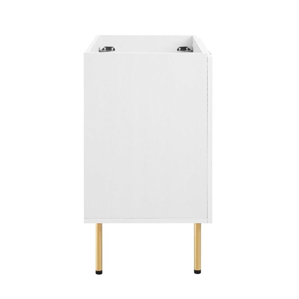 Pemberly Row 30″ Wood & Rattan Bathroom Vanity Cabinet in White