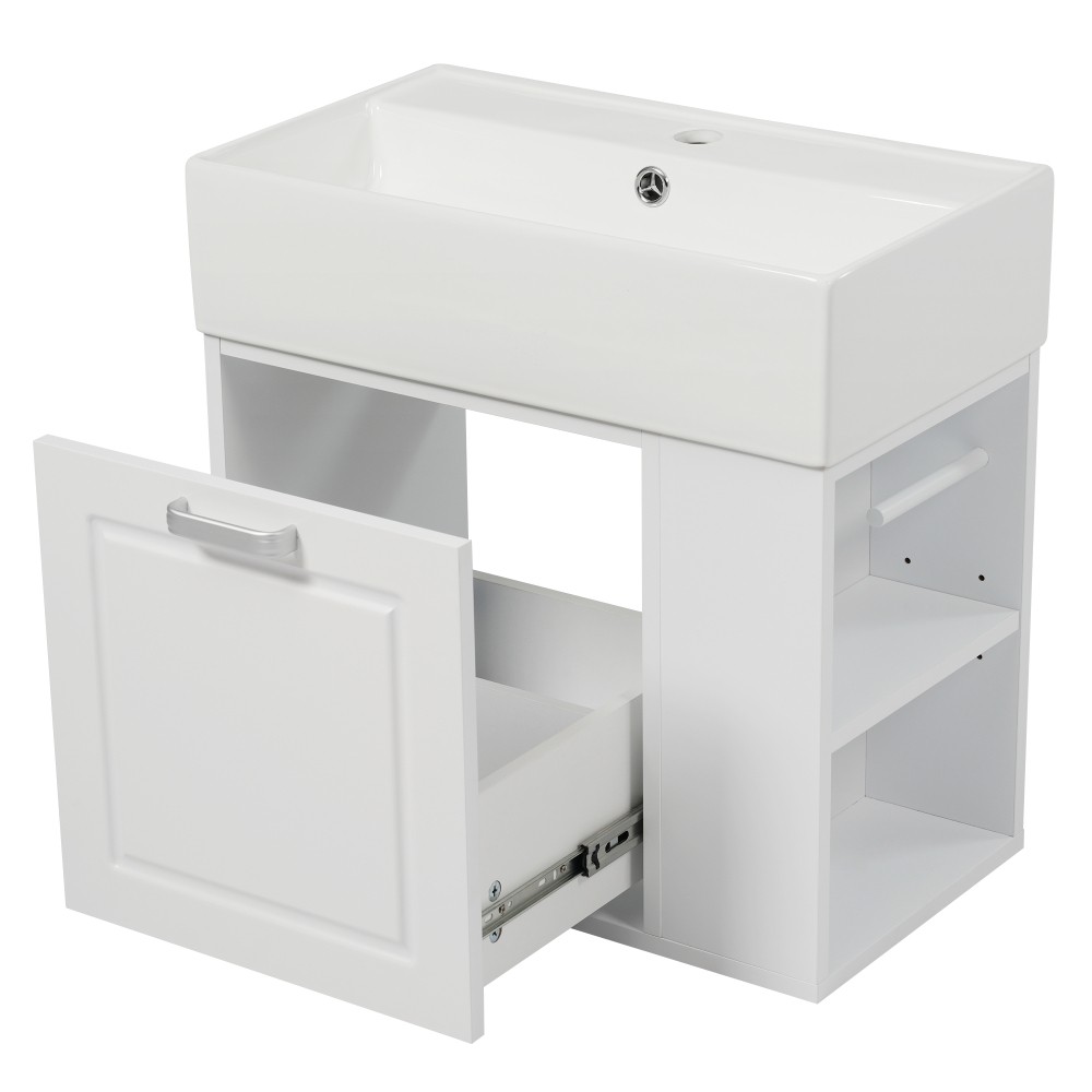 Wall-Mounted Bathroom Vanity with Sink Adjustable Shelves Soft-Close Mechanism