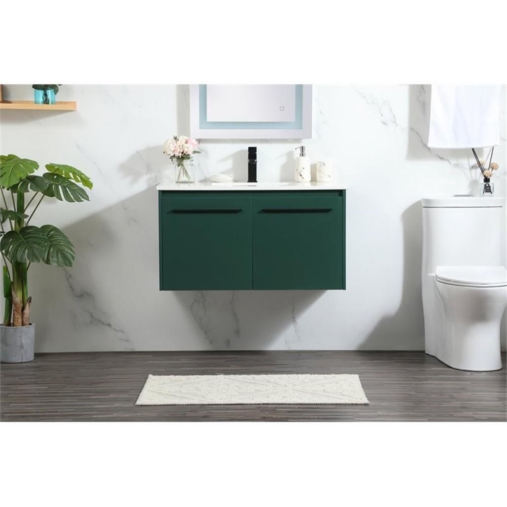 Elegant Decor Penn 36″ Aluminum Alloy MDF Single Bathroom Vanity in Green