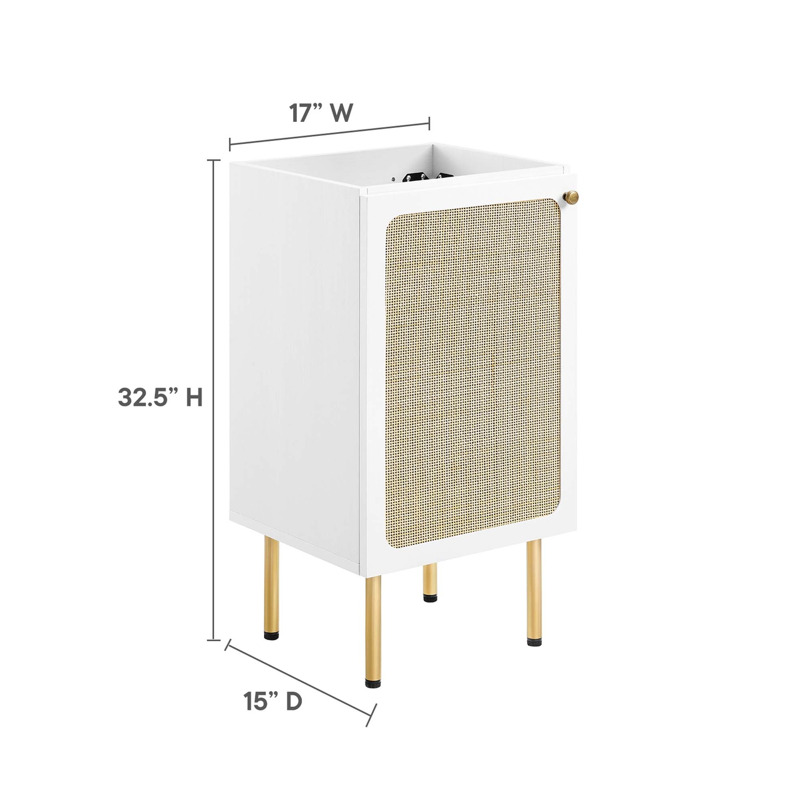 Modway Chaucer 18” Bathroom Vanity Cabinet in White (Sink Basin Not Included)