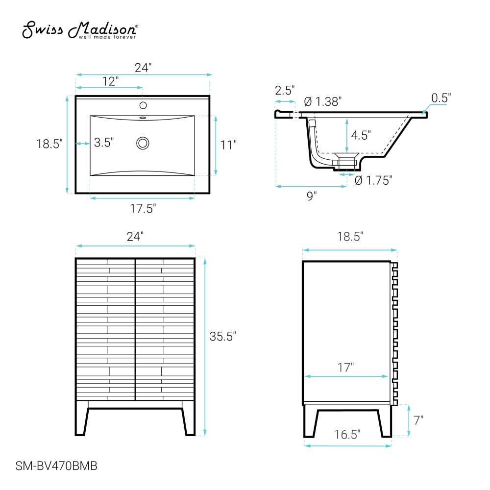 Swiss Madison SM-BV470 Cascade 24″ – White