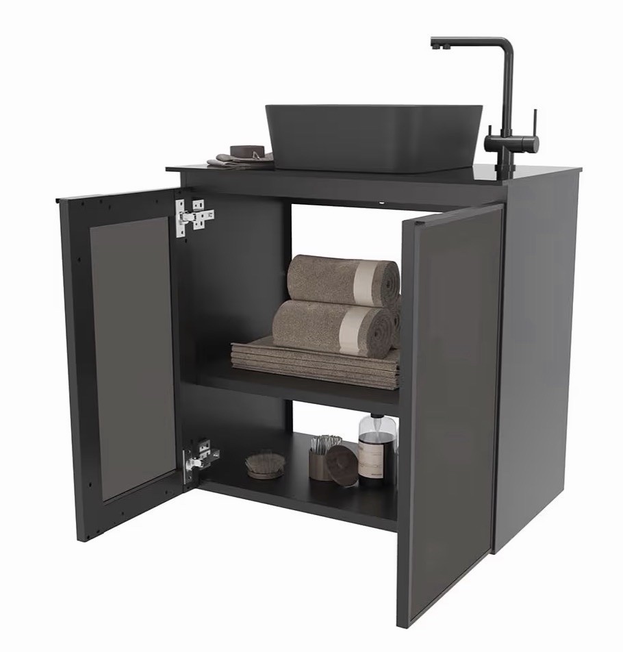 COZIMAX Umbu Combo Black Steel Bathroom Vanity Set 24″