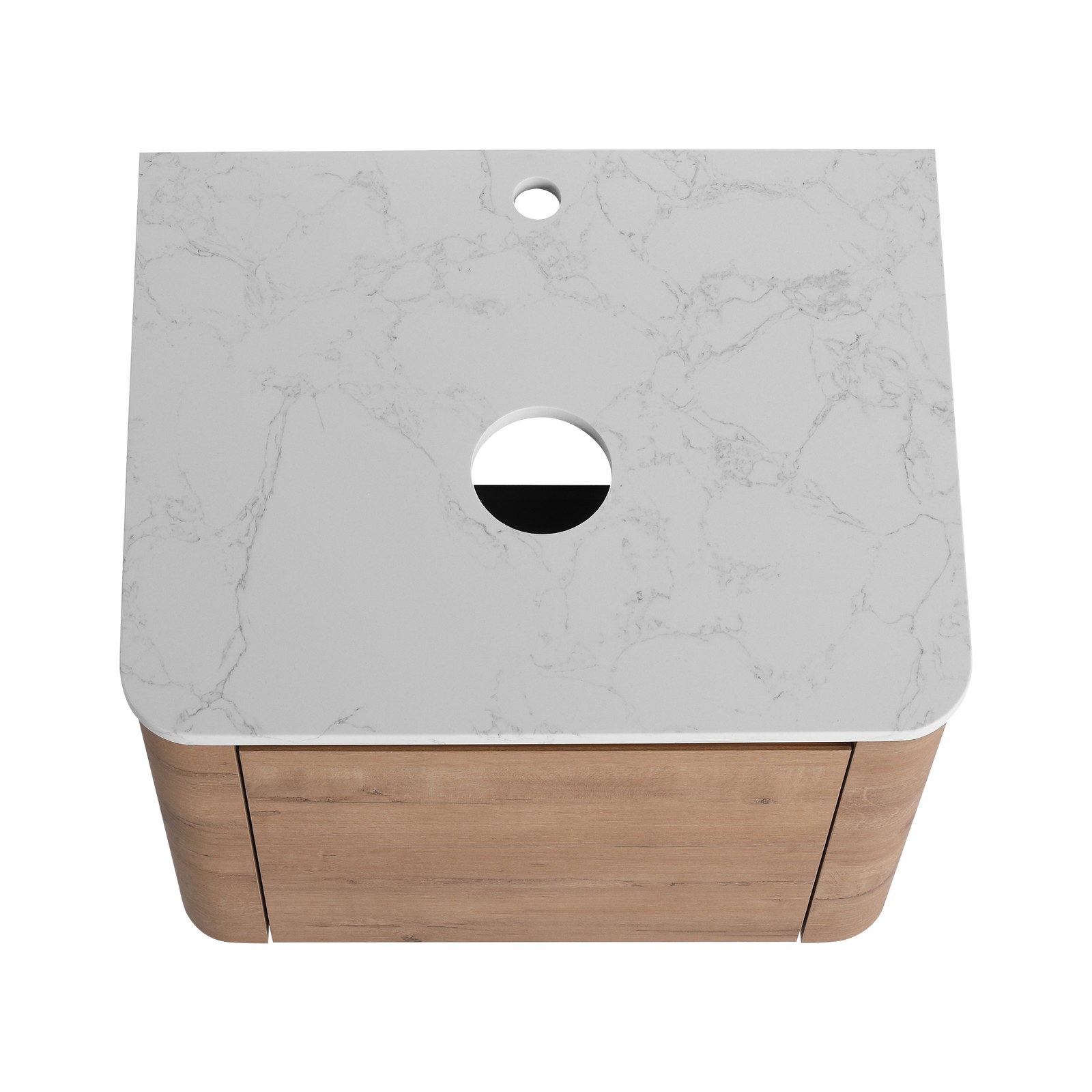 24 in Plywood Wall-Mounted Bathroom Vanity With Ceramic Vessel Sink Counter Top