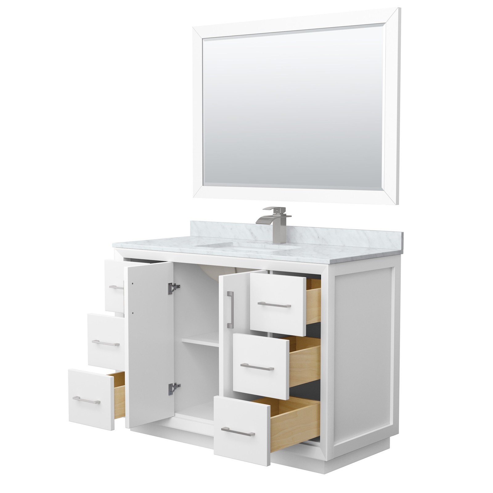 Wyndham Collection WCF414148S-NAT-UNSM46 Strada 48″ – White / Brushed Nickel