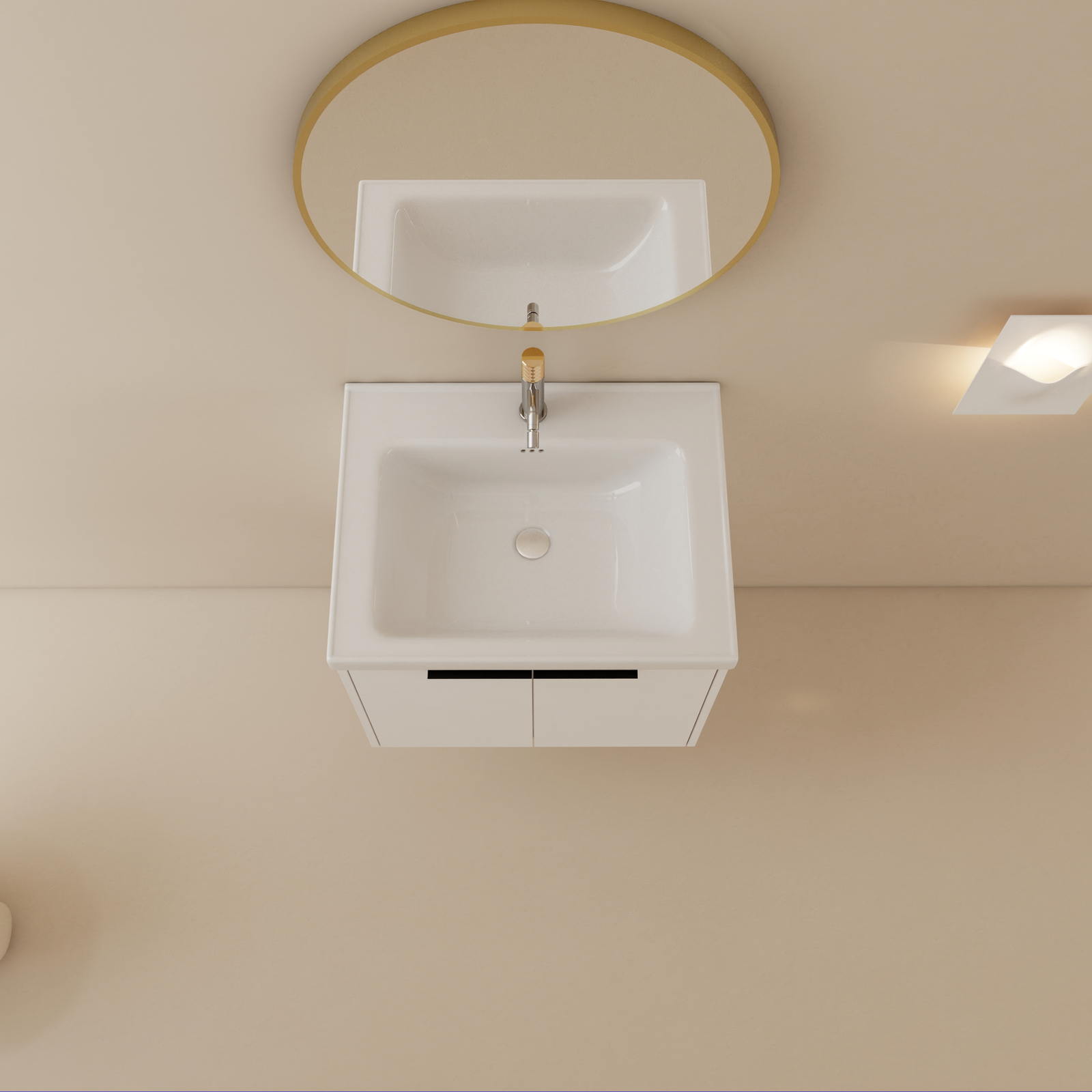 24 Inch Wall Mounted Bathroom Vanity Cabinet with Sink For Small Bathroom White