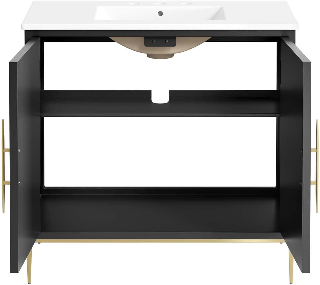36″ Awaken Bathroom Vanity Cabinet in Elegant White and Black Finish