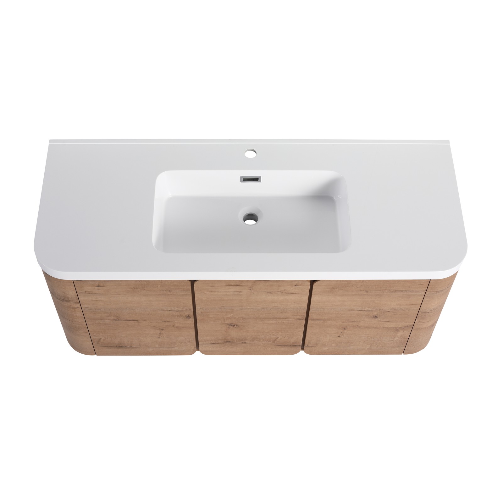 48″ Plywood Floating Wall-Mounted Bathroom Vanity Resin Sink 3 Soft-Close Doors
