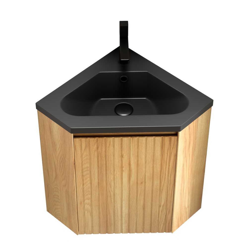 30″ Bathroom Vanity Sink Wall Mounted Floating Triangular Striped
