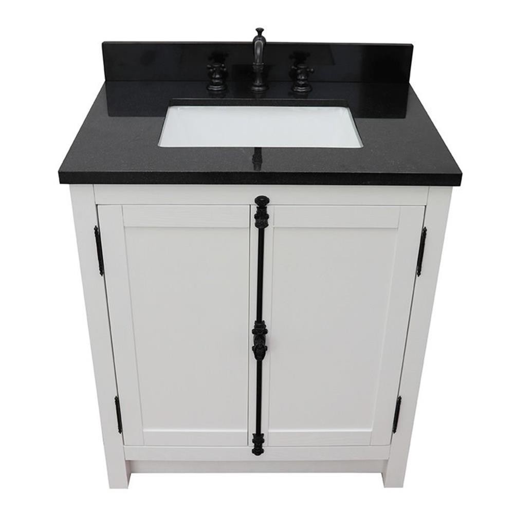 Plantation 31″ Solid Wood Rectangle Sink Vanity in Glacier Ash/Black Galaxy