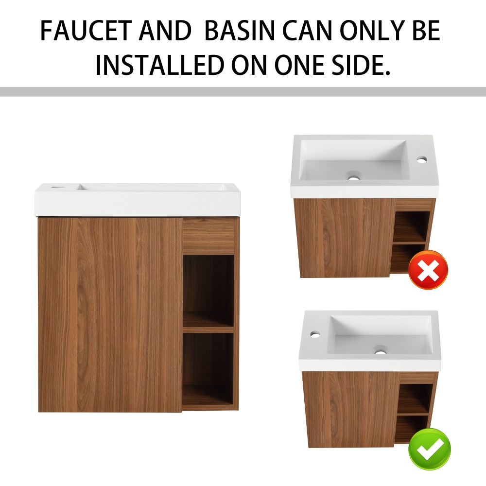 Floating Wall Mounted Bathroom Vanity W Resin Sink Soft Close Cabinet Door
