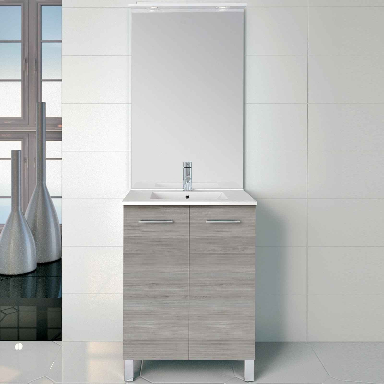 WS Bath Collections Logic 60 Anthracite Logic Complete Vanity Unit
