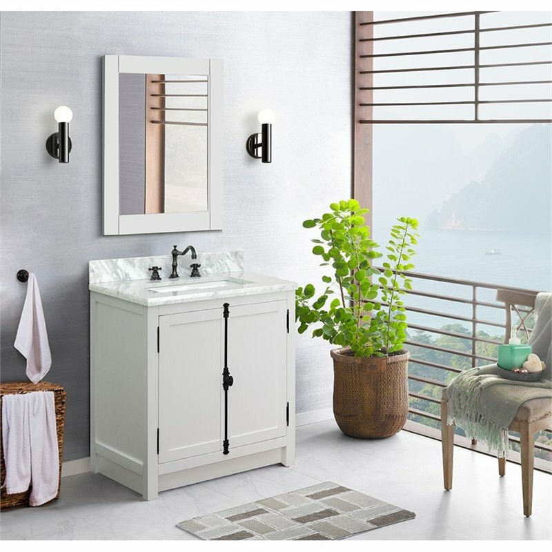 Plantation Solid Wood Rectangle Sink Vanity in Glacier Ash/White Carrara