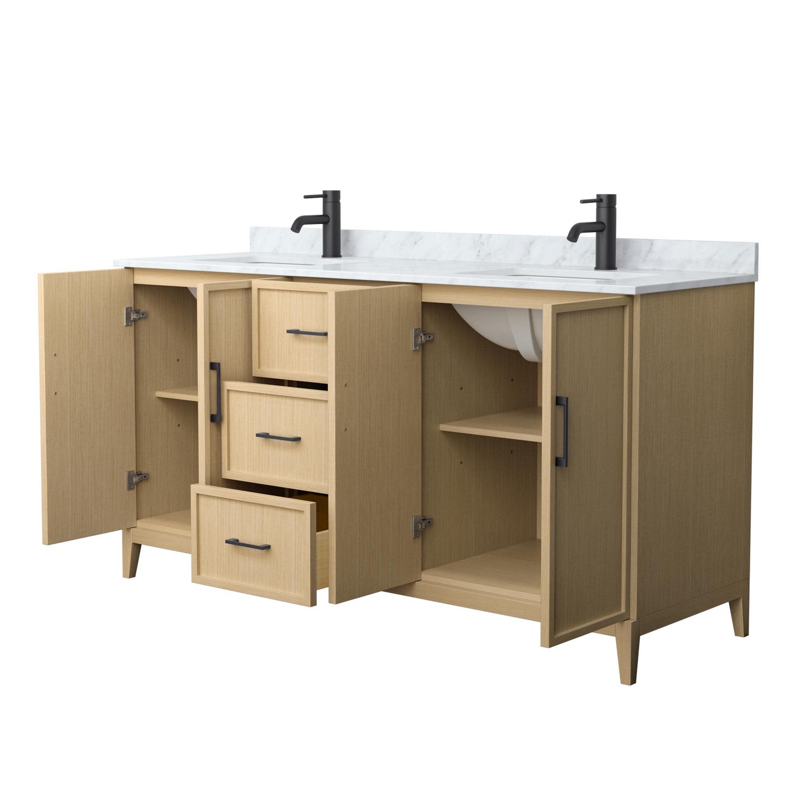 Wyndham Collection WCH717166D-CM-UNSMXX Elan 66″ – White Oak / Brushed Nickel