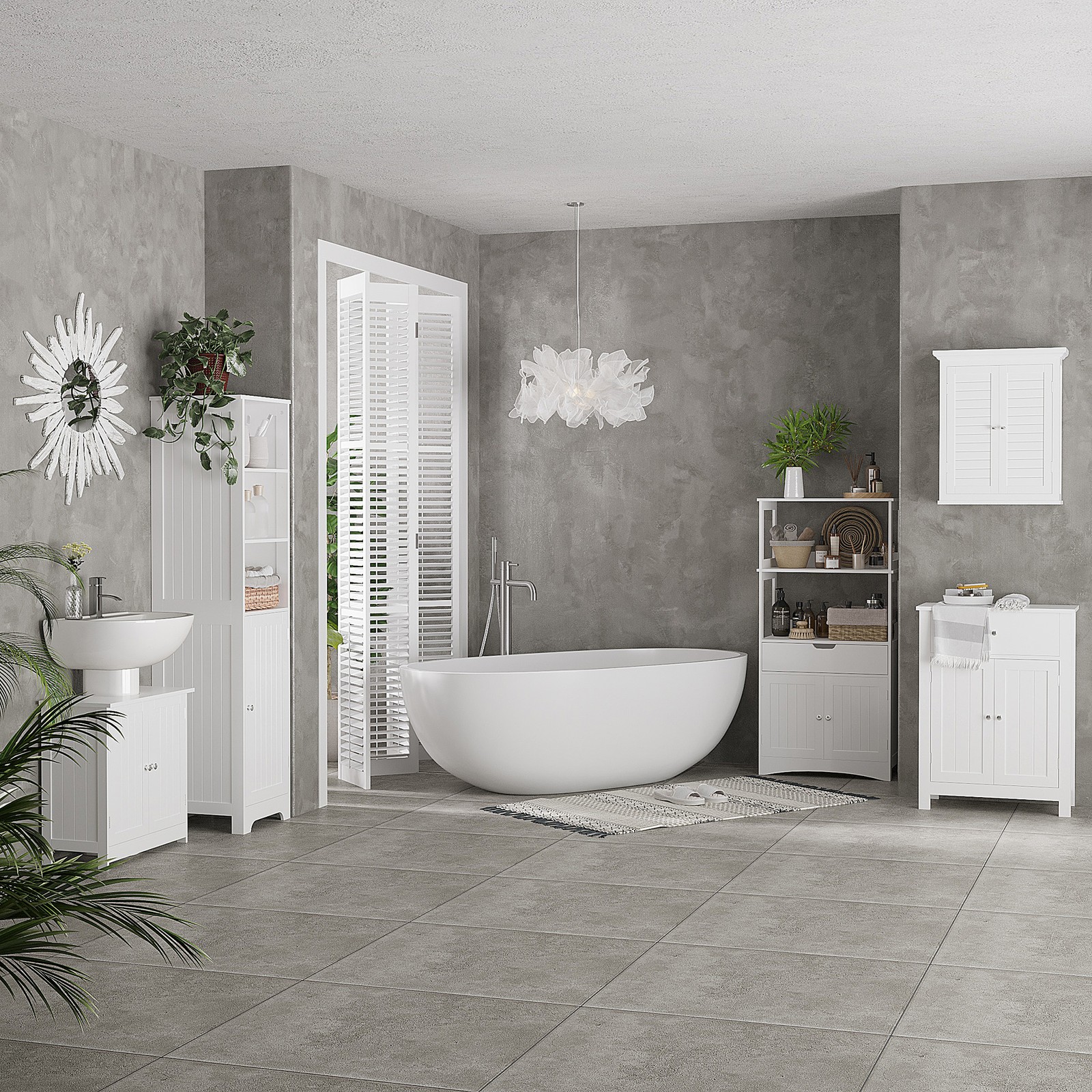 Under Sink Bathroom Cabinet, Pedestal Sink Storage Cabinet with 2 Doors