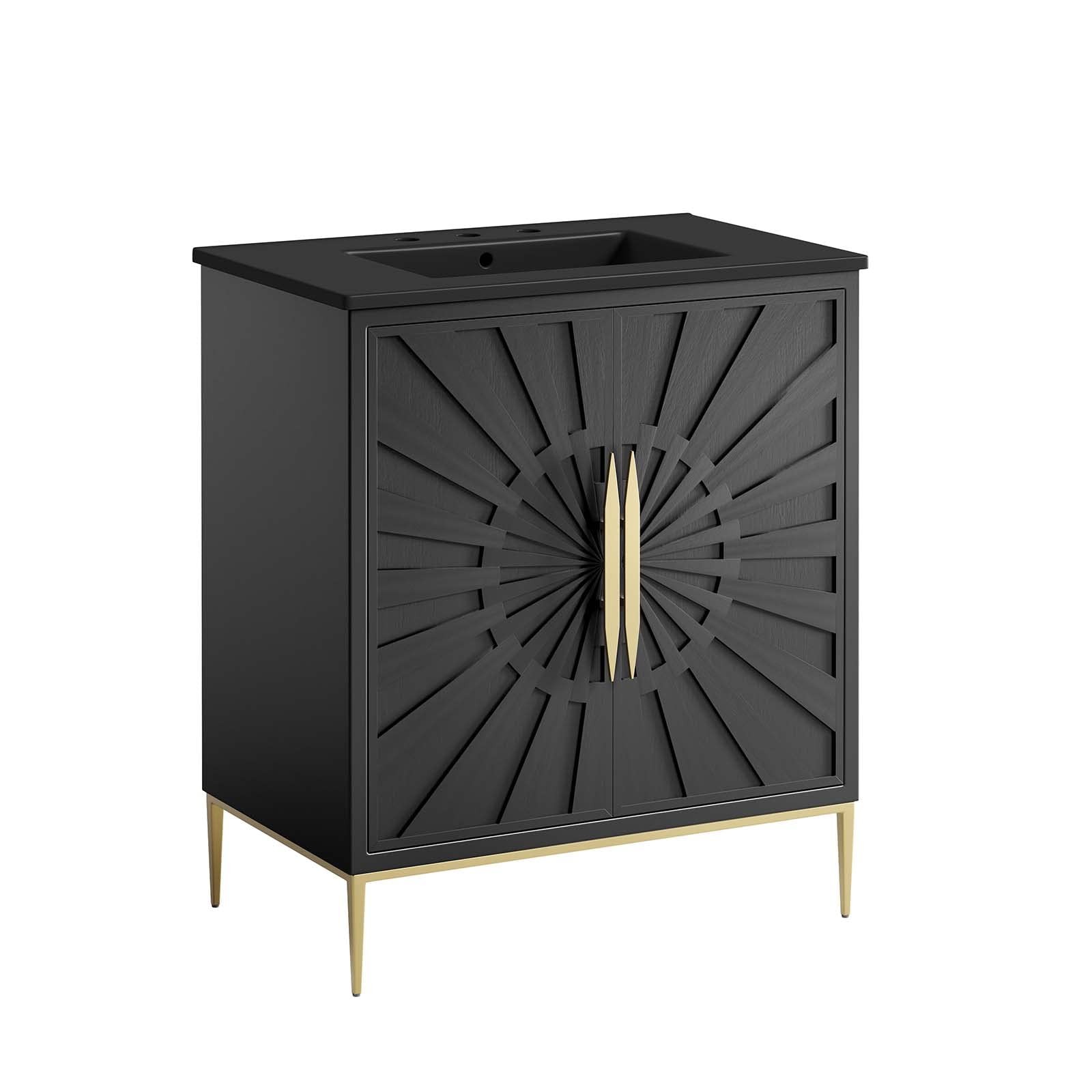 Modway Awaken 30″ Solid Wood and MDF Bathroom Vanity in Black