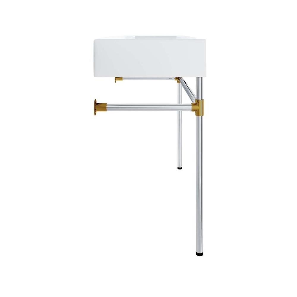 Modway Redeem 40″ Wall-Mount Stainless Steel Bathroom Vanity in Silver/White