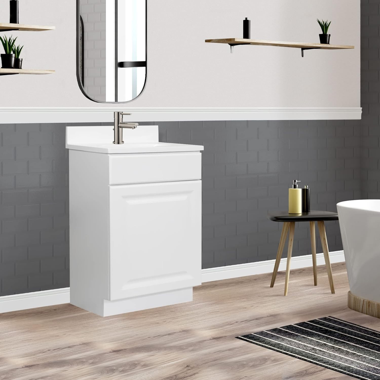 Elegant 18-Inch Unassembled Bathroom Vanity Cabinet – White & Moisture Resistant