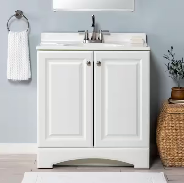 Glacier Bay 31″ Single-Sink Vanity – White with White Cultured Marble Top