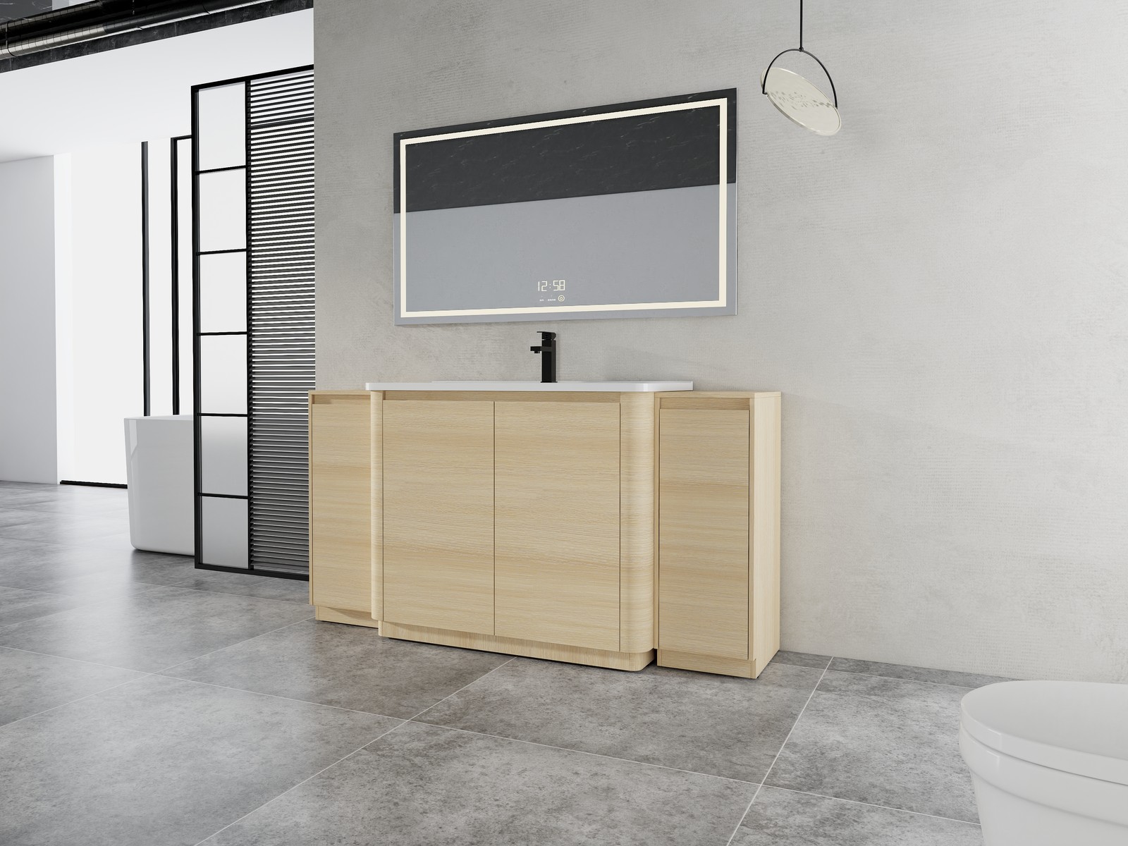 40in Plywood Freestanding Bathroom Vanity W/Ceramic Sink 2x Storage Cabinet Oak