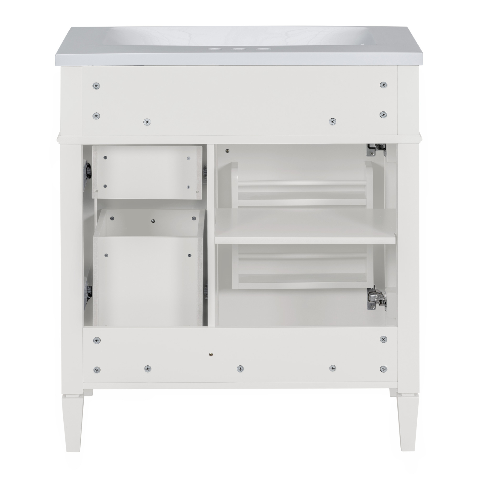 30″ Bathroom Vanity w/Sink, 3 Drawers, Freestanding Bath Vanity Storage Cabinet