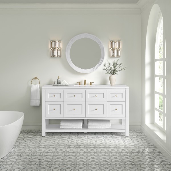 60″ James Martin Breckenridge 330-V60S-BW-3WZ Vanity Cabinet White Zeus Top