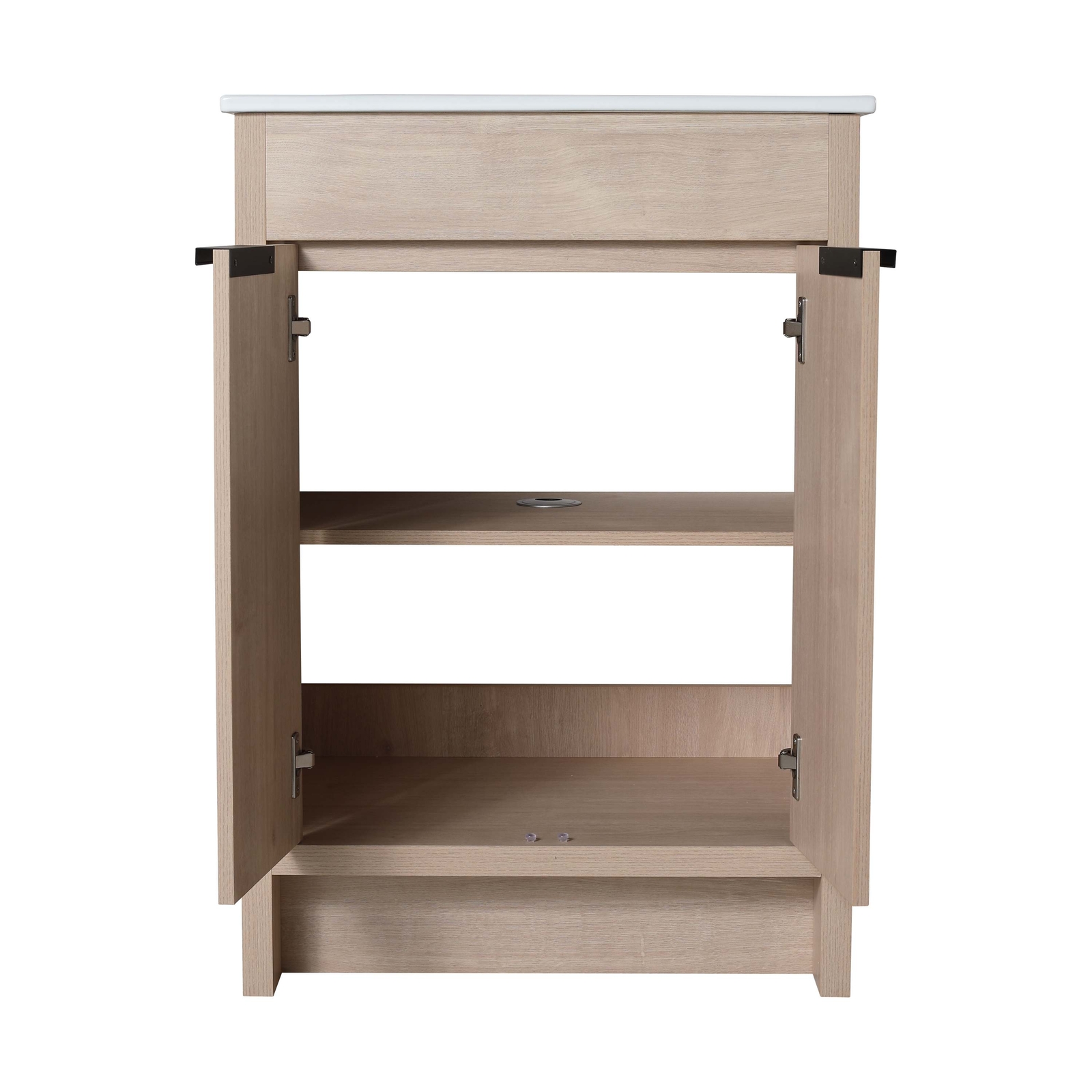 24” Freestanding Bathroom Vanity w/ White Ceramic Sink & 2 Soft Close Doors Oak