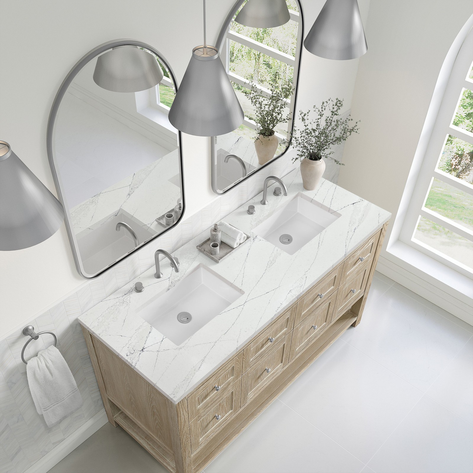 James Martin Vanities 330-V60D-FENC Breckenridge 60″ – Whitewashed Oak