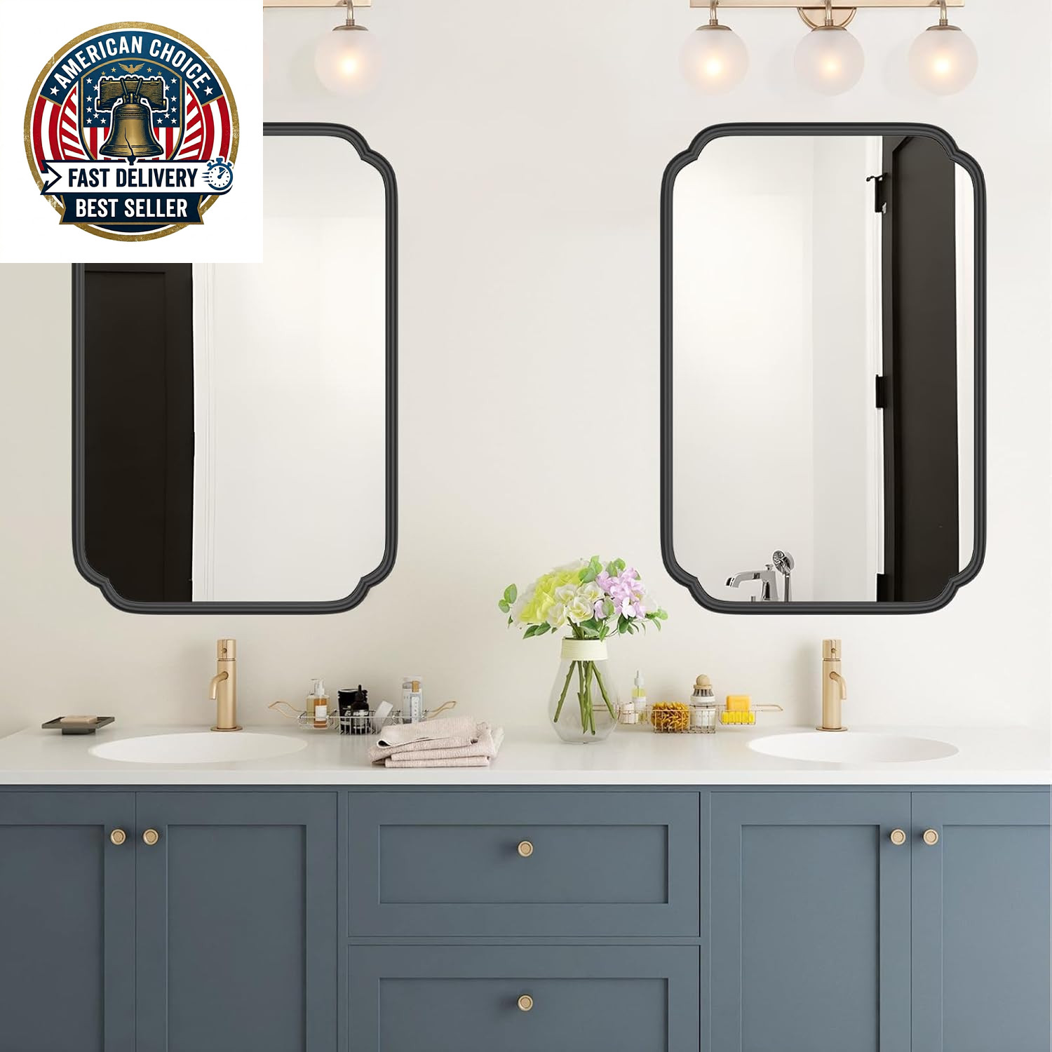 Black Bathroom Vanity Mirrors for over Sink 24″ X 36″ Modern Rounded Corner Rect