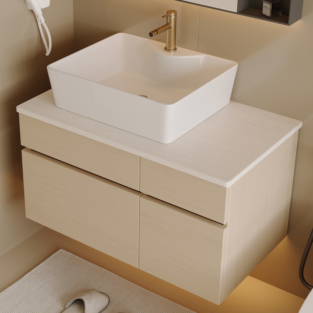 31.5″ Wall Mounted Bathroom Vanity w/Sink, Drawer, Floating Vanity Door Cabinet