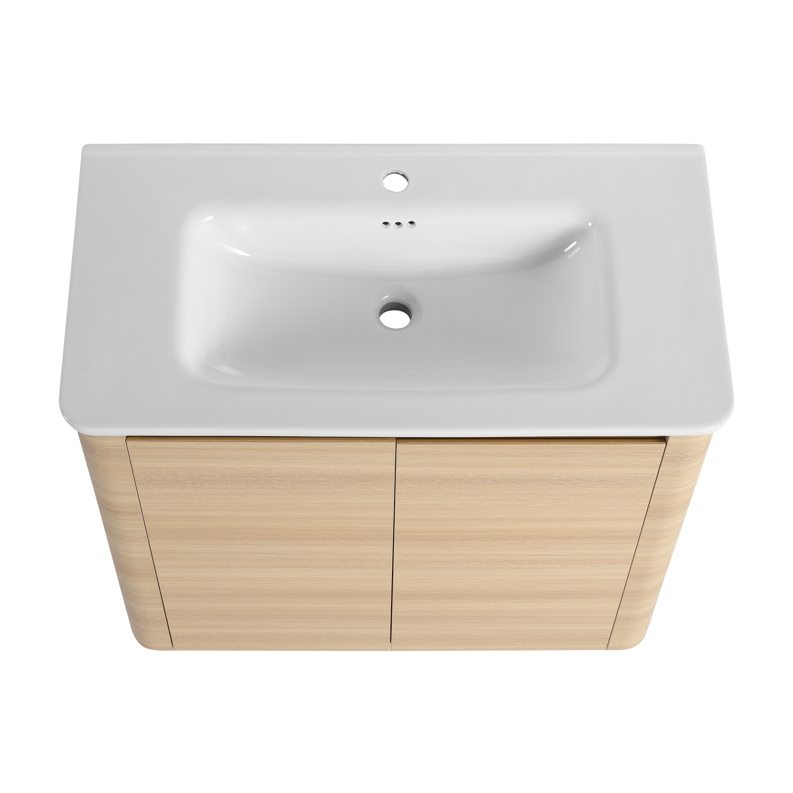 36” Plywood Freestanding Bathroom Vanity W/White Ceramic Sink 2 Doors Oak Color