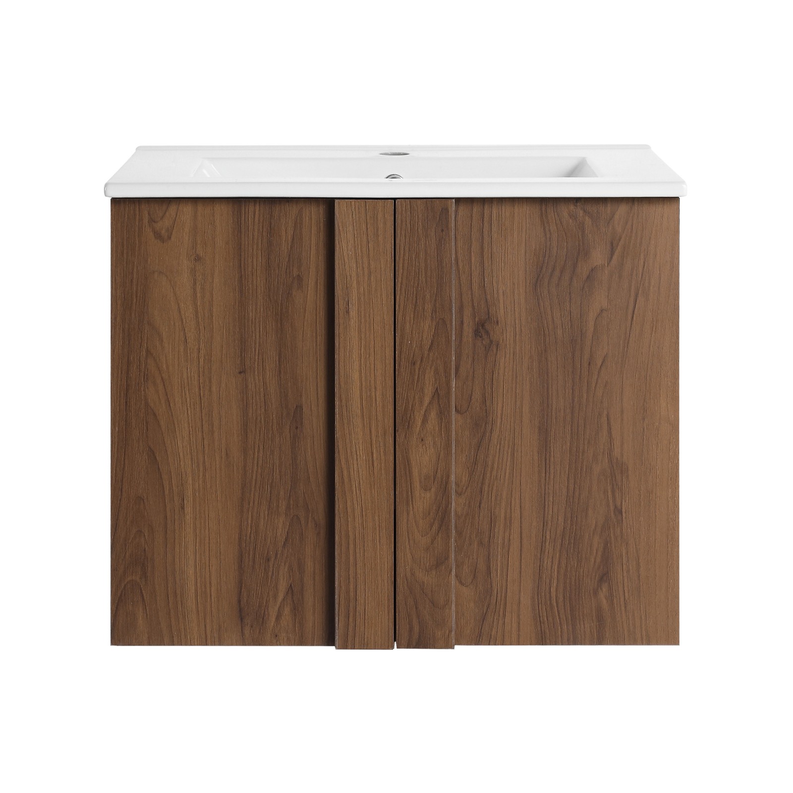 24″ Floating Bathroom Vanity with Sink, Brown Ebony Cabinet, Soft-Close