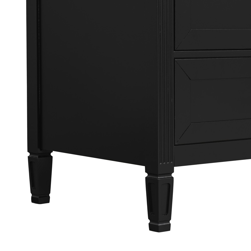 30 Inch Fluted Black Bathroom Vanity with Ceramic Sink Soft-Close Doors Drawer