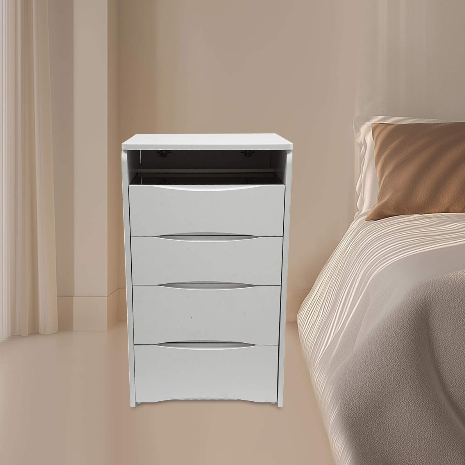Vanity Desk Lighted Mirror Makeup Table Stool 3 Drawers Bedroom 3-Color Lighting