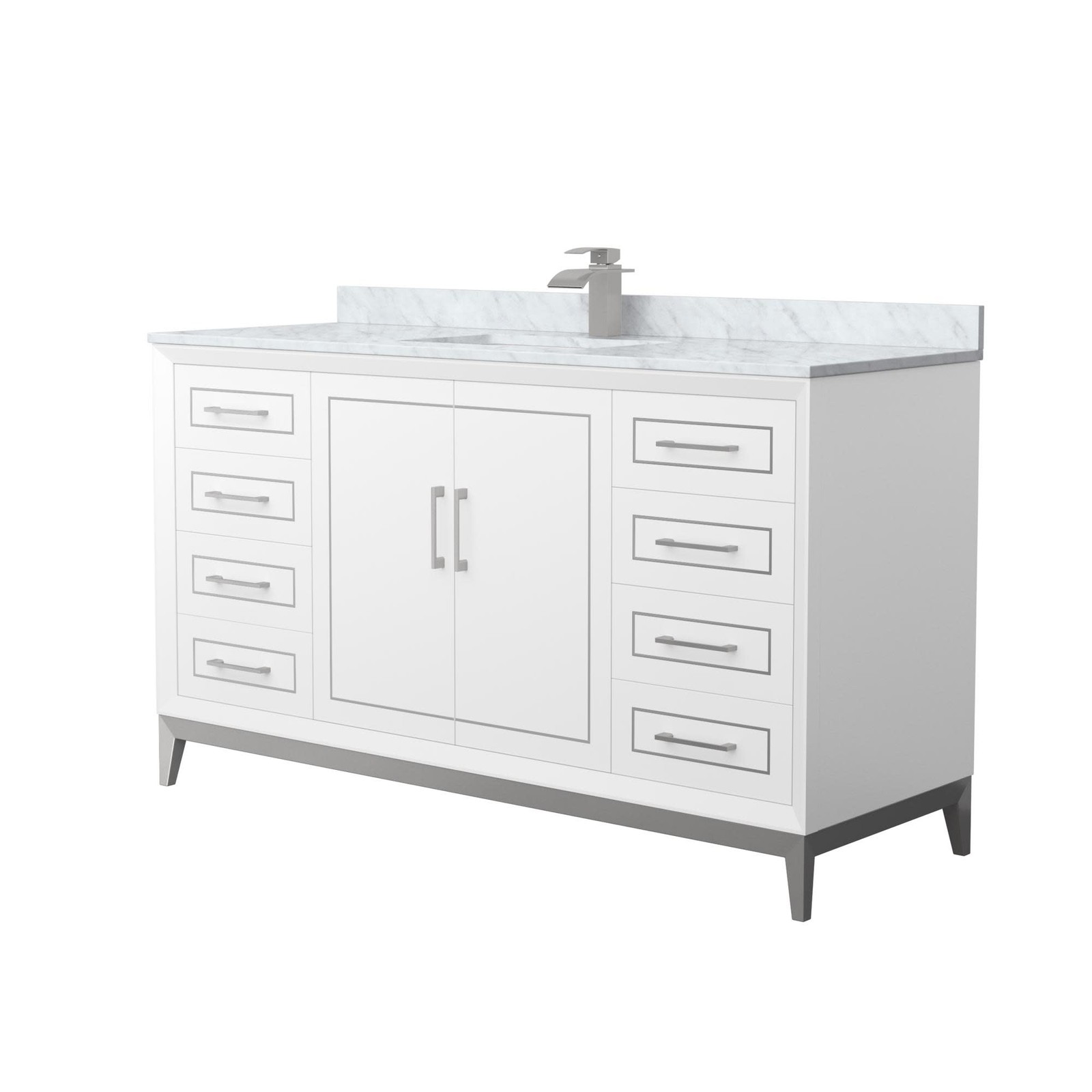 Wyndham Collection WCH515160S-NAT-UNSMXX Marlena 60″ – White / Brushed Nickel